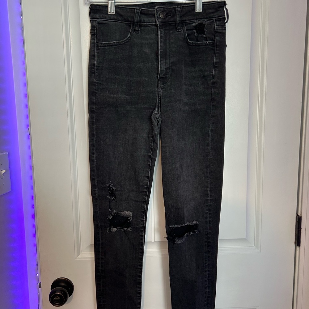 American Eagle Outfitters Black Distressed Skinny Jeans